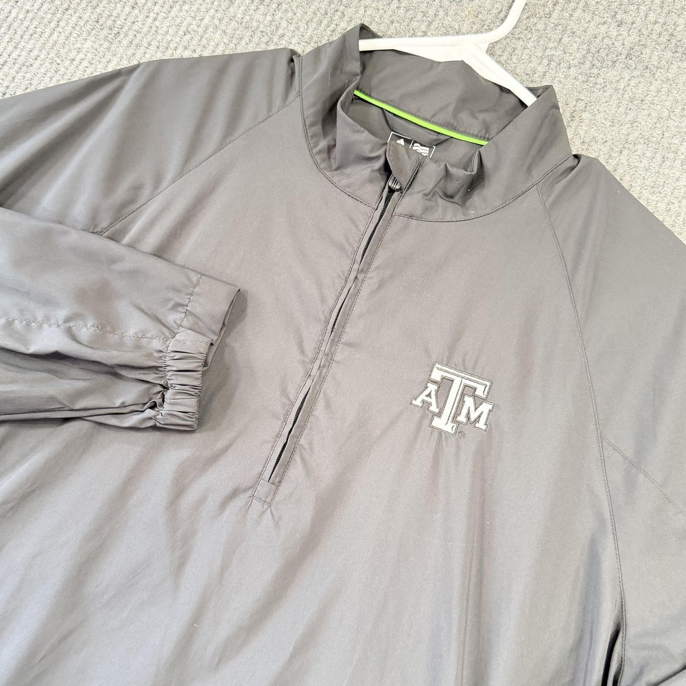 Texas A&M Aggies Adidas ClimaProof Jacket Mens M Gray NCAA‎ Golf Quarter Zip